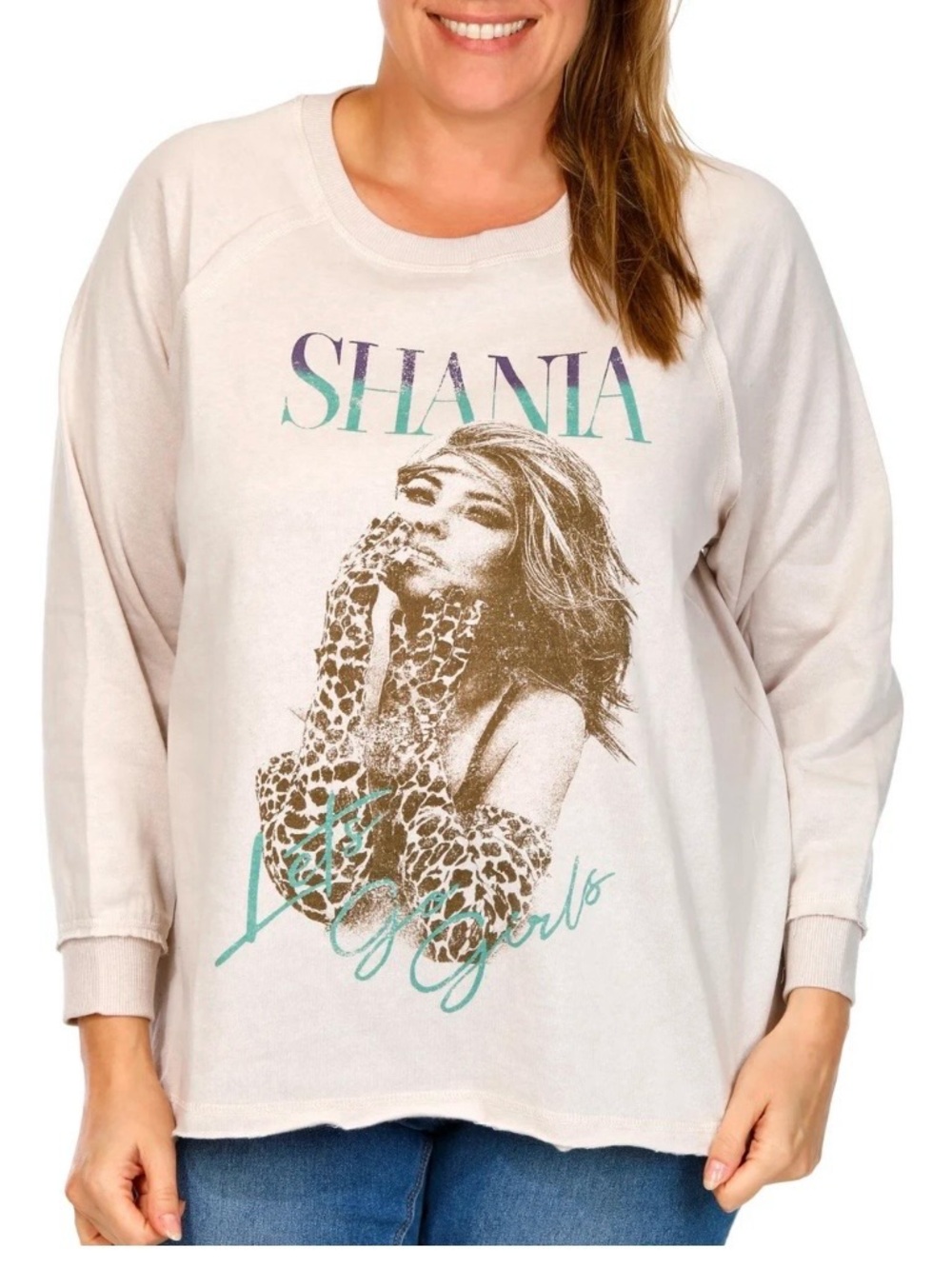 Shania Twain Let’s Go Girls” Graphic Print Long-Sleeve Top NWOT Women’s Size 1X